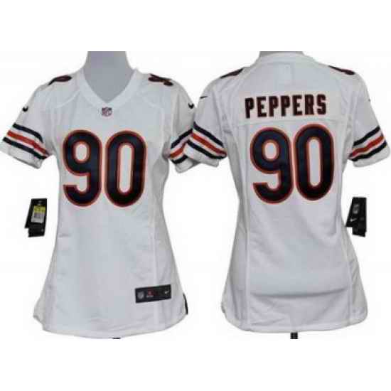 Women Nike Chicago Bears 90# Julius Peppers White Nike NFL Jerseys